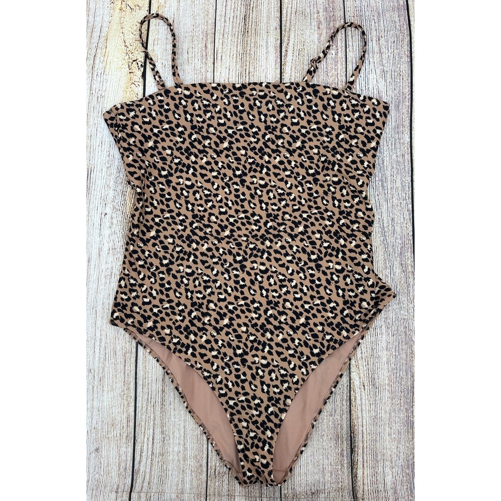 Aerie One Piece‎ Swimsuit Size XXLarge Leopard Print Removable Straps